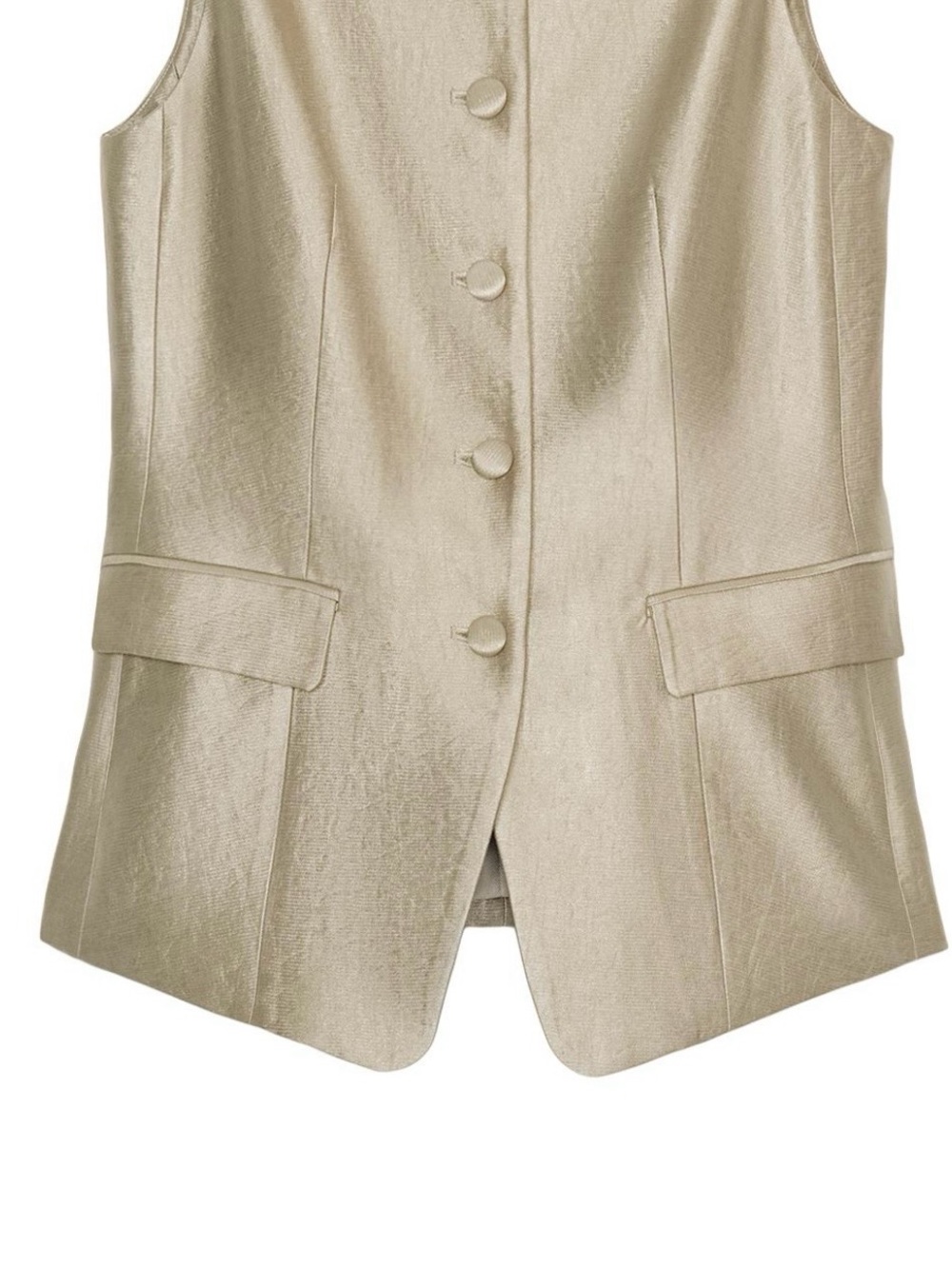 NWT Zara Champagne Gold Metallic Tailored Vest Size S